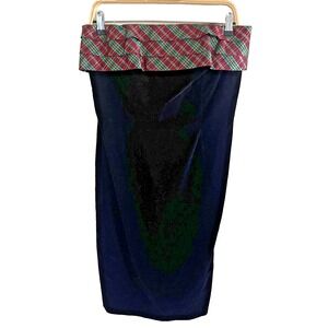 Maggy‎ Boutique Vintage Velvet Strapless Metallic Plaid Bodycon Classy Size 10
